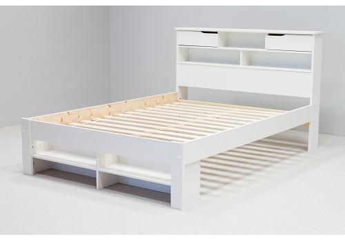 4ft6 White Multi Storage Wooden Bed Frame with optional Under bed storage drawer 1